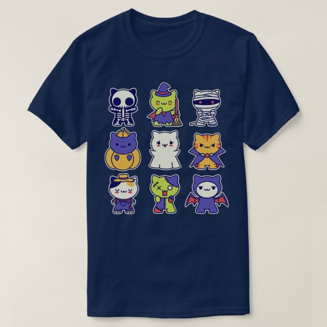 Kawaii Halloween Kattunge T Shirt (Design framsida)