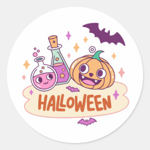 Kawaii Halloween-magiska potioner Runt Klistermärke