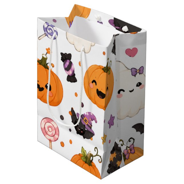 Kawaii Halloween-mönster med söta pumpor (Framsidan Vinklad)