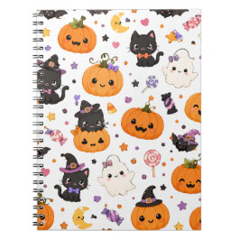 Kawaii Halloween-mönster med söta pumpor Anteckningsbok