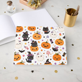 Kawaii Halloween-mönster med söta pumpor Gästböcker