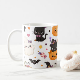 Kawaii Halloween-mönster med söta pumpor Kaffemugg