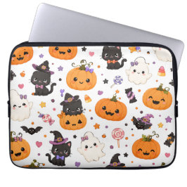 Kawaii Halloween-mönster med söta pumpor Laptop Fodral