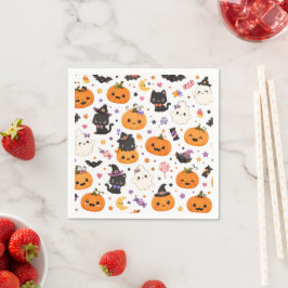 Kawaii Halloween-mönster med söta pumpor Pappersservett