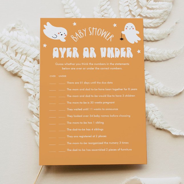 Kawaii Halloween över eller under babyvisningsspel Inbjudningar (Skapare uppladdad)