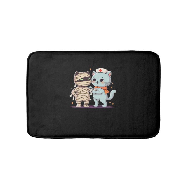 Kawaii Halloween Pals Mummy & Nurse cat Oversized Badrumsmatta (Framsidan)