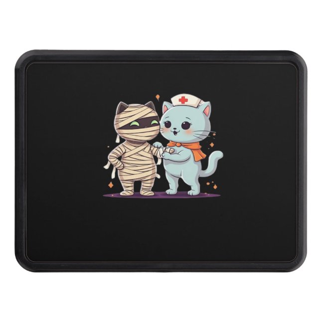 Kawaii Halloween Pals Mummy & Nurse cat Oversized Dragkroksskydd (Framsidan)