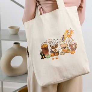 Kawaii Halloween Pumpa Kryddat Kaffee Estetik Tygkasse