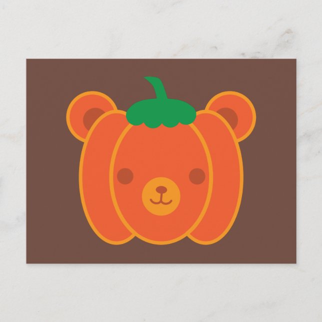 Kawaii Halloween Pumpkin Bear Vykort (Framsida)