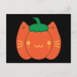 Kawaii Halloween Pumpkin Cat Vykort