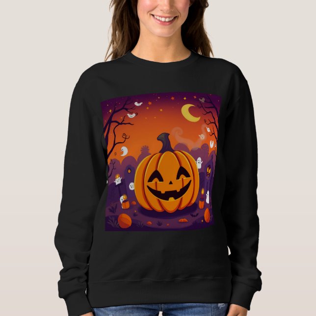 Kawaii Halloween Pumpkin Hoodie T Shirt (Framsida)