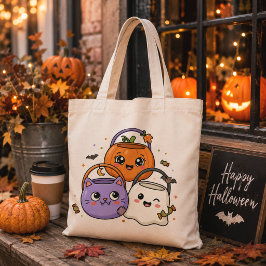 Kawaii Halloween Trick or Treat Baskets Tote Bag Tygkasse