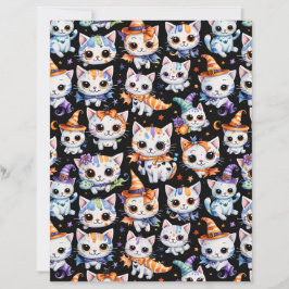 Kawaii Halloween Witch Kitten Scrapbook Paper