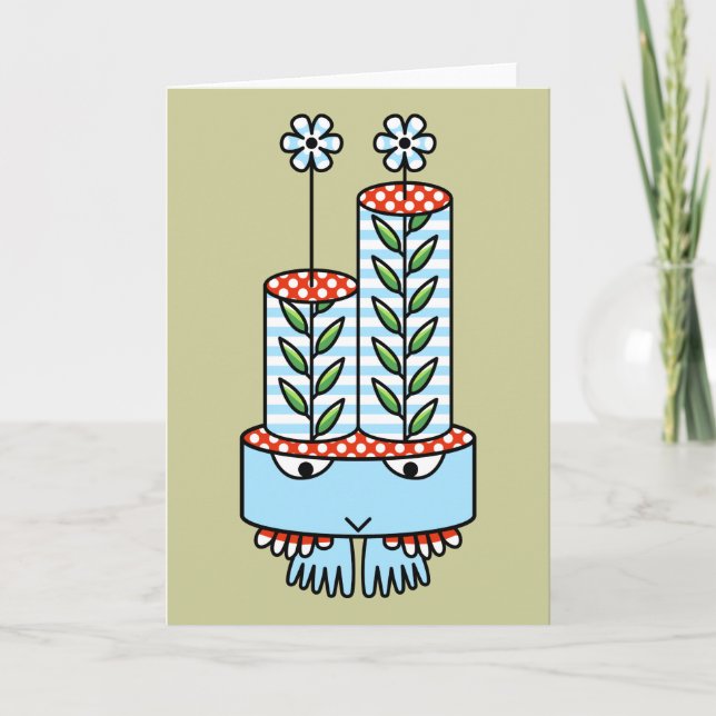 Kawaii-hälsningskort i tecknade figurer kort (Framsida)