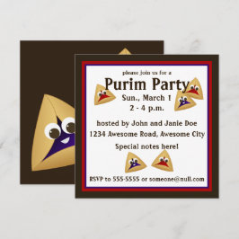 Kawaii Hamentashen Purim-inbjudan Inbjudningar