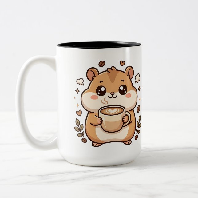 Kawaii Hamster Kaffe Mugg Tvåton (Vänster)