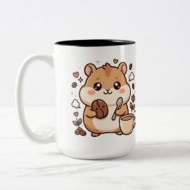 Kawaii Hamster Kaffe Mugg Tvåton