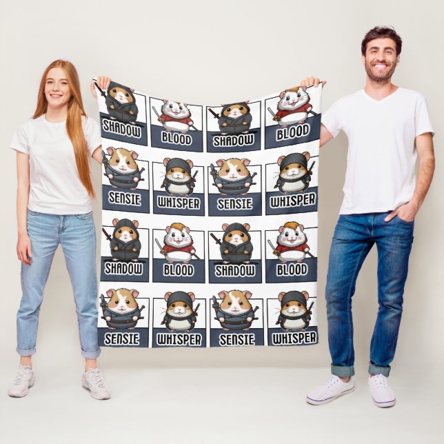 Kawaii Hamster Ninja Mönster Fleecefilt (På plats)