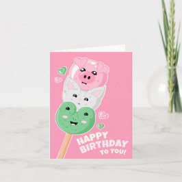 Kawaii Hanami Dango Grattis på födelsedagen Kort