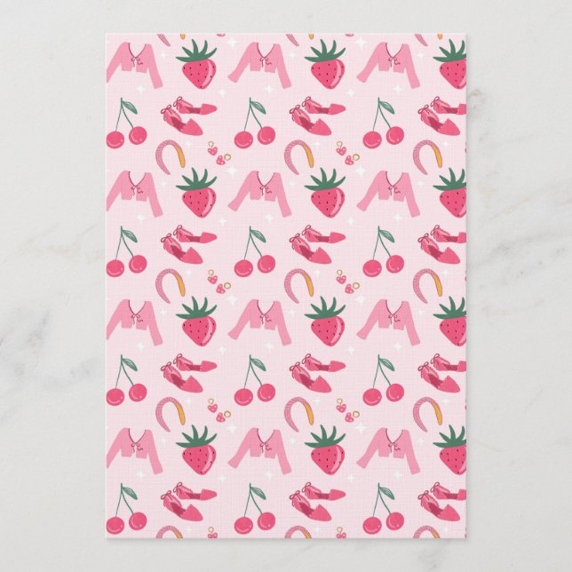 Kawaii Hand-drawn Girly Things Seamless Pattern Inbjudningar (Framsida)