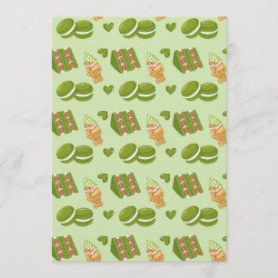 Kawaii Handritad Matcha Godsaker Sömlös Mönster Inbjudningar