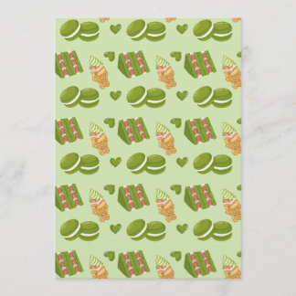 Kawaii Handritad Matcha Godsaker Sömlös Mönster Inbjudningar