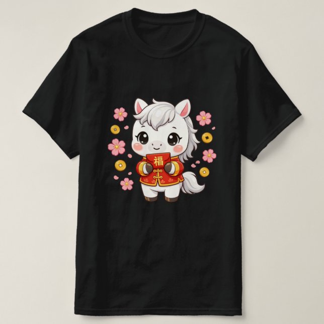 Kawaii häst kinesiskt nyår 2026 t shirt (Design framsida)