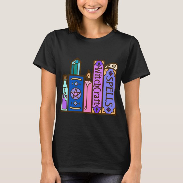 Kawaii häxa bok bibliotek t shirt (Framsida)