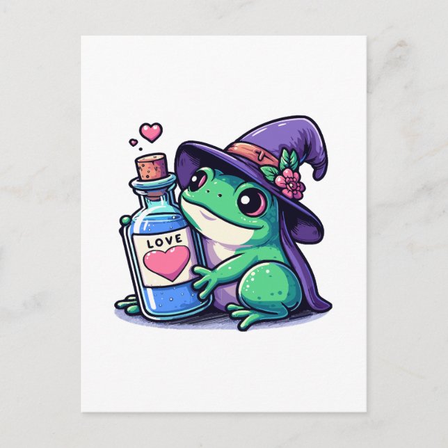 Kawaii häxig kärlekspotions vykort (Framsida)