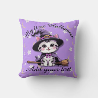 Kawaii häxkatt – Halloween kastkudde Kudde