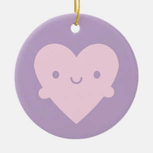 Kawaii Heart Hugs Julgransprydnad Keramik