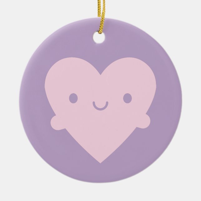 Kawaii Heart Hugs Julgransprydnad Keramik (Framsidan)