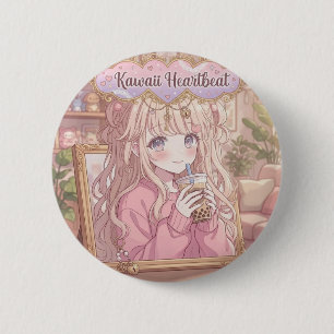 Kawaii Heartbeat Anime Flicka Boba Te Aesthetic Me Knapp