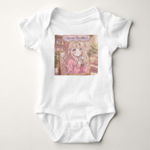 Kawaii Heartbeat Boba Tea Flicka Baby Onesie T Shirt