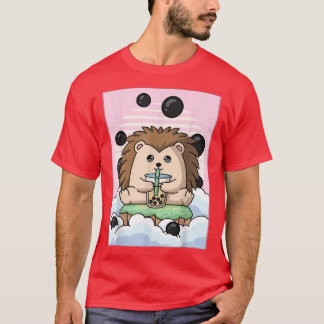 Kawaii Hedgehog Bubble Boba Mjölk Tea Japanska Aes T Shirt