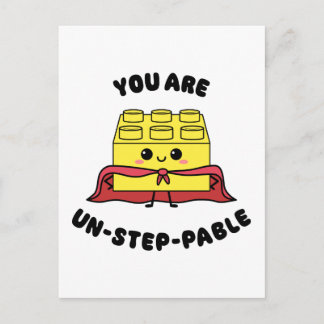 Kawaii Hero Brick Leksak Motivational Quote Funny Vykort