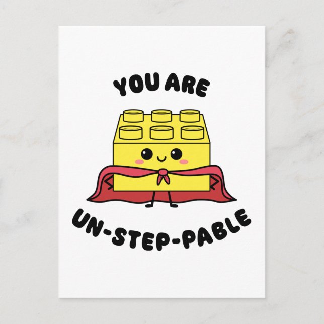 Kawaii Hero Brick Leksak Motivational Quote Funny  Vykort (Framsida)