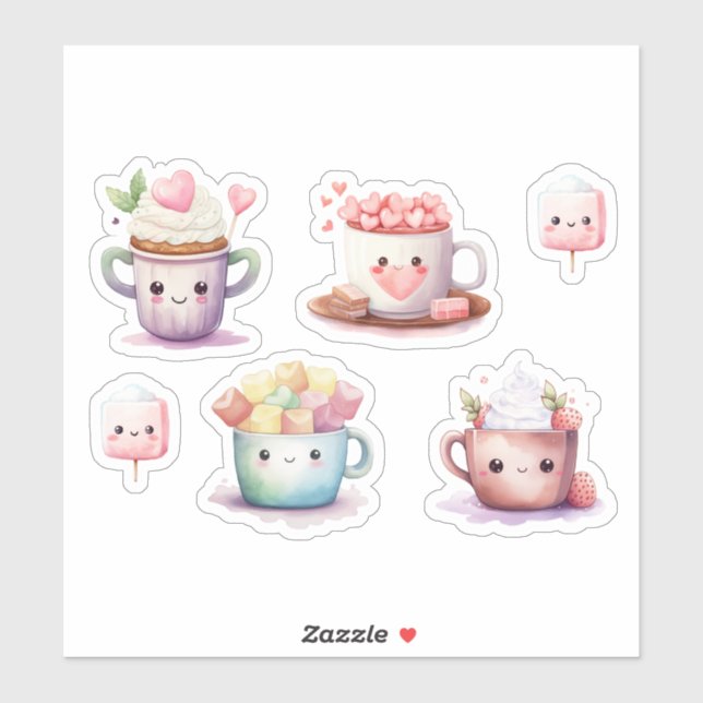 Kawaii hett kakao choklad klistermärken (Ark)