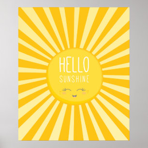 KAWAII HIMLAR skarp fet gult leende solsken sol Poster