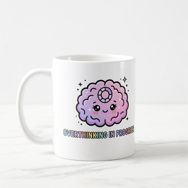 Kawaii hjärna Roligt överanalyserande pågår Kaffemugg (Vänster)