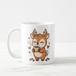 Kawaii hjort som dricker kaffemugg