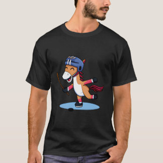Kawaii Horse Ice Hockey Player T Shirt