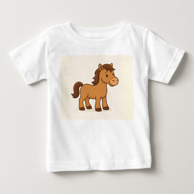 Kawaii Horse Illustration T Shirt (Framsida)