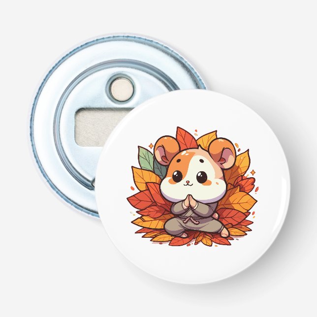 Kawaii höst hamster yoga flasköppnare (Framsidan)
