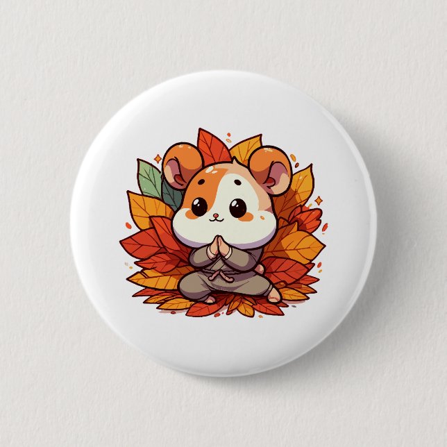 Kawaii höst hamster yoga knapp (Framsida)