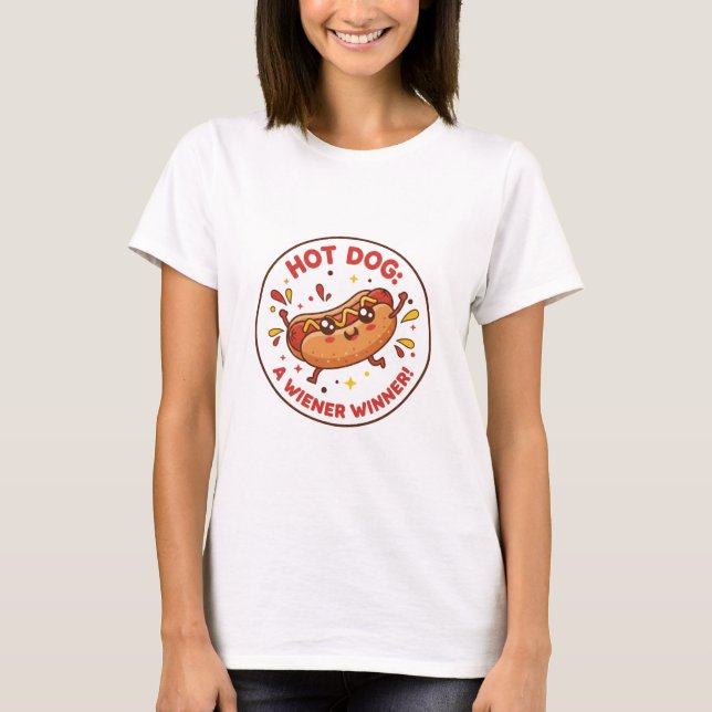 Kawaii Hot Dog & Mustard Graphic T Shirt (Framsida)