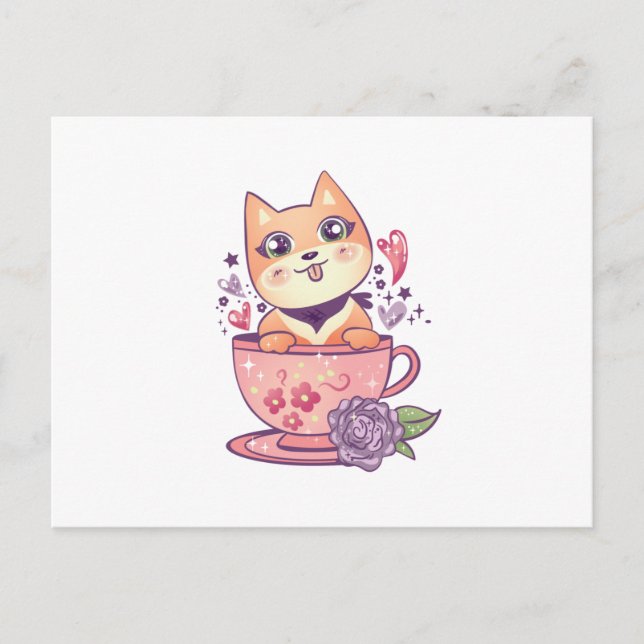 Kawaii Hund Anime Cute Puppy Gift Vykort (Framsida)