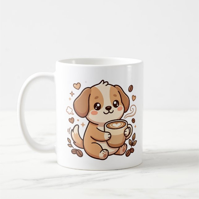 Kawaii Hund Latte-Mugg Kaffemugg (Vänster)