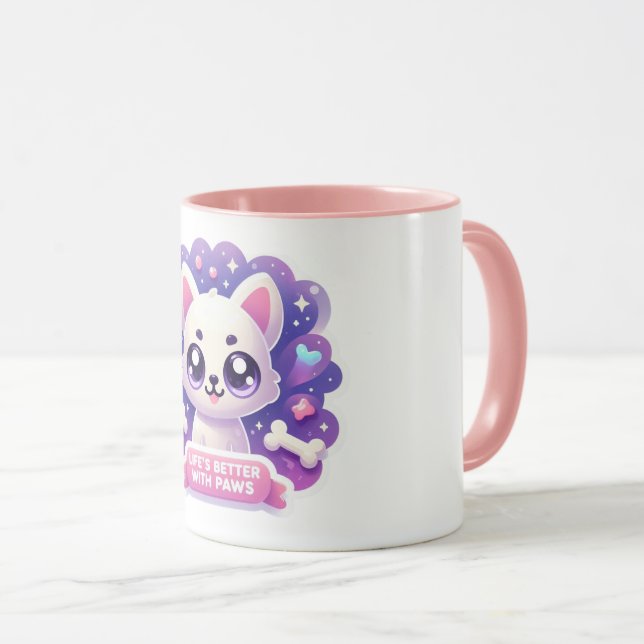 Kawaii Hund Life's Better with Tassar Cute Puppy Mugg (Framsida höger)