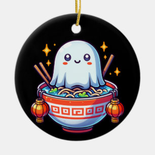 Kawaii Hungrig Ghost Festival Julgransprydnad Keramik